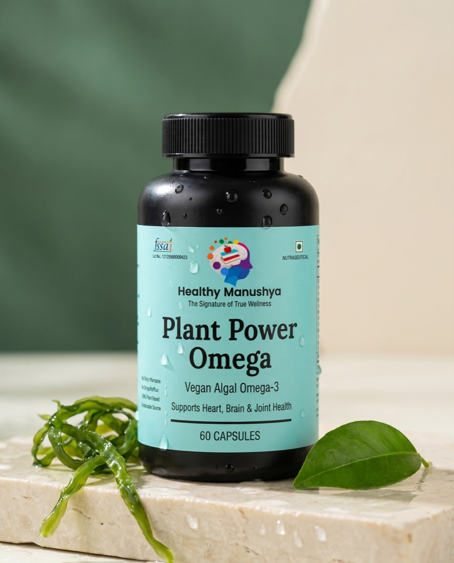 Healthy Manushya Plant Power Omega, Vegan Algal Omega-3