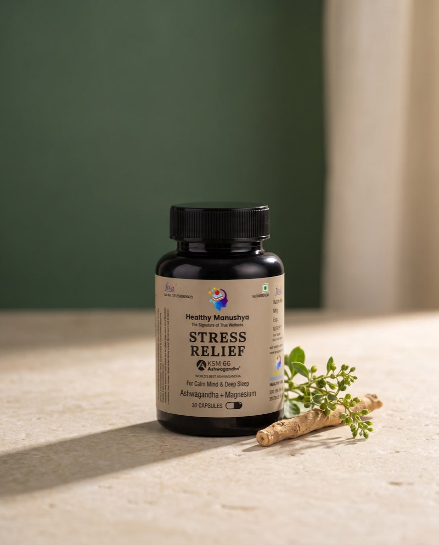 Healthy Manushya Stress Relief, KSM-66 Ashwagandha + Magnesium