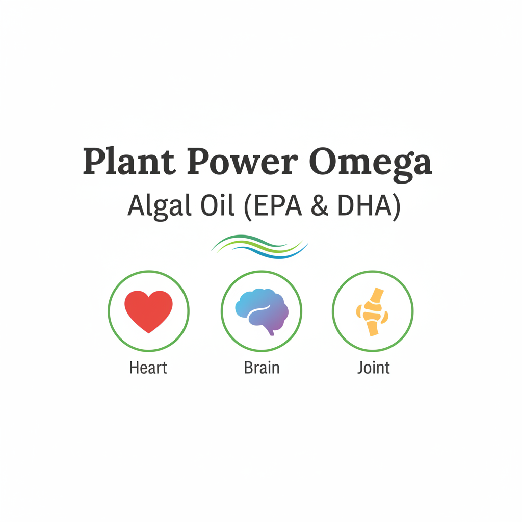 Healthy Manushya Plant Power Omega – Vegan Algal Oil Omega-3 (Supports Heart, Brain & Joint Health) – 60 Capsules